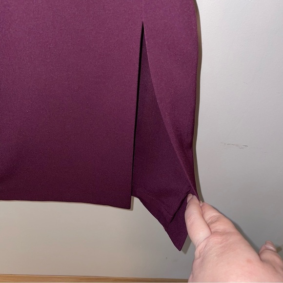 Eliza J Off The Shoulder Scuba Crepe Plum Cocktail Dress Size 10 - Picture 6 of 11